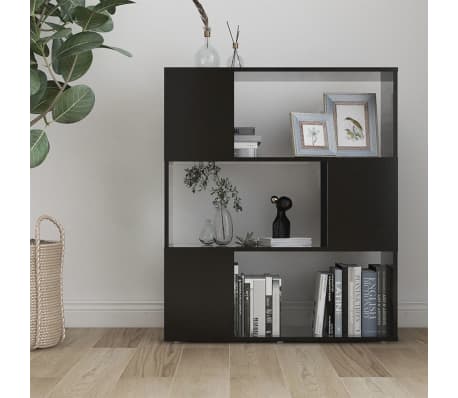 vidaXL Book Cabinet Room Divider Black 80x24x94 cm Engineered Wood