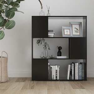 vidaXL Kirjahylly/tilanjakaja musta 80x24x94 cm lastulevy