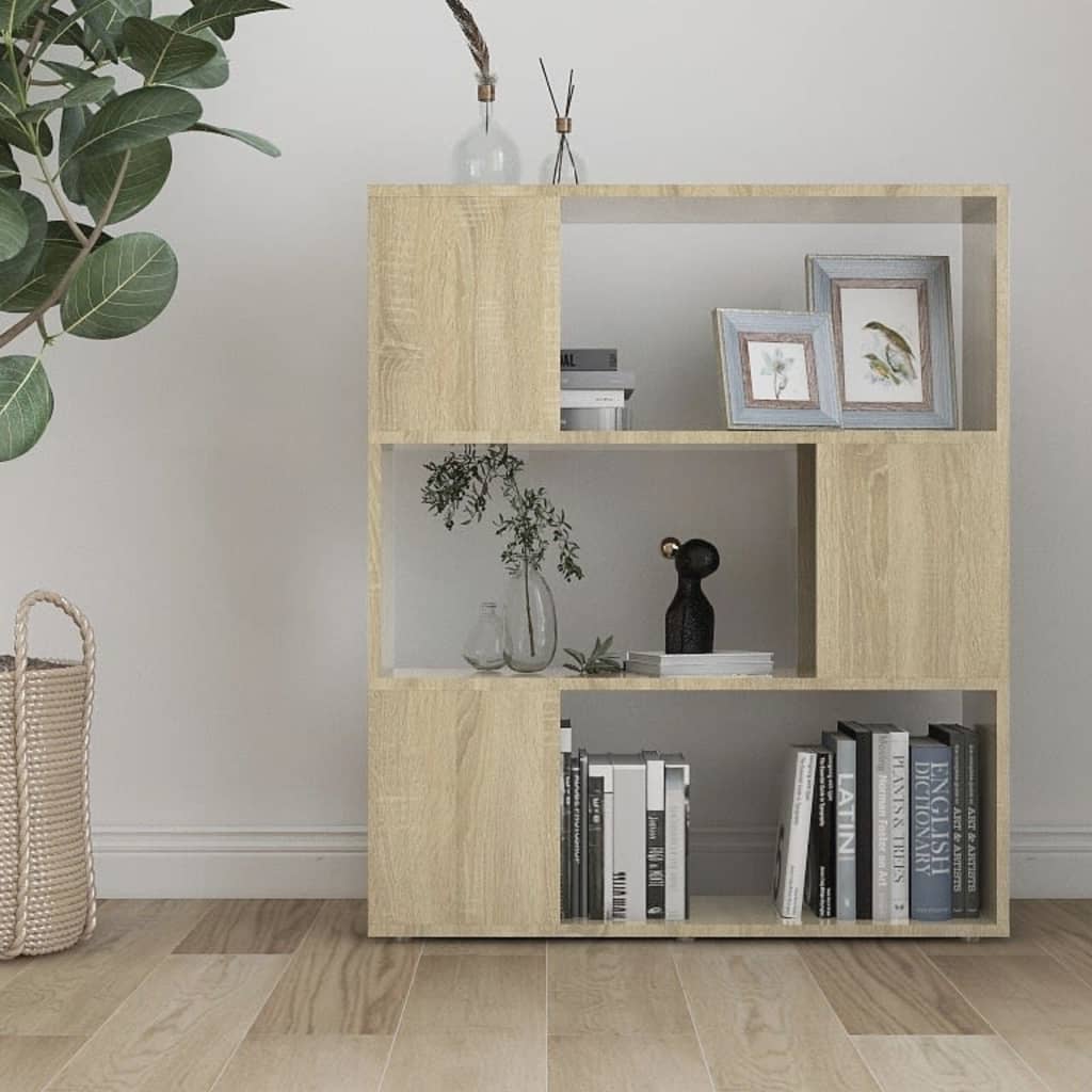 vidaXL Book Cabinet Room Divider Sonoma Oak 80x24x94 cm Engineered Wood