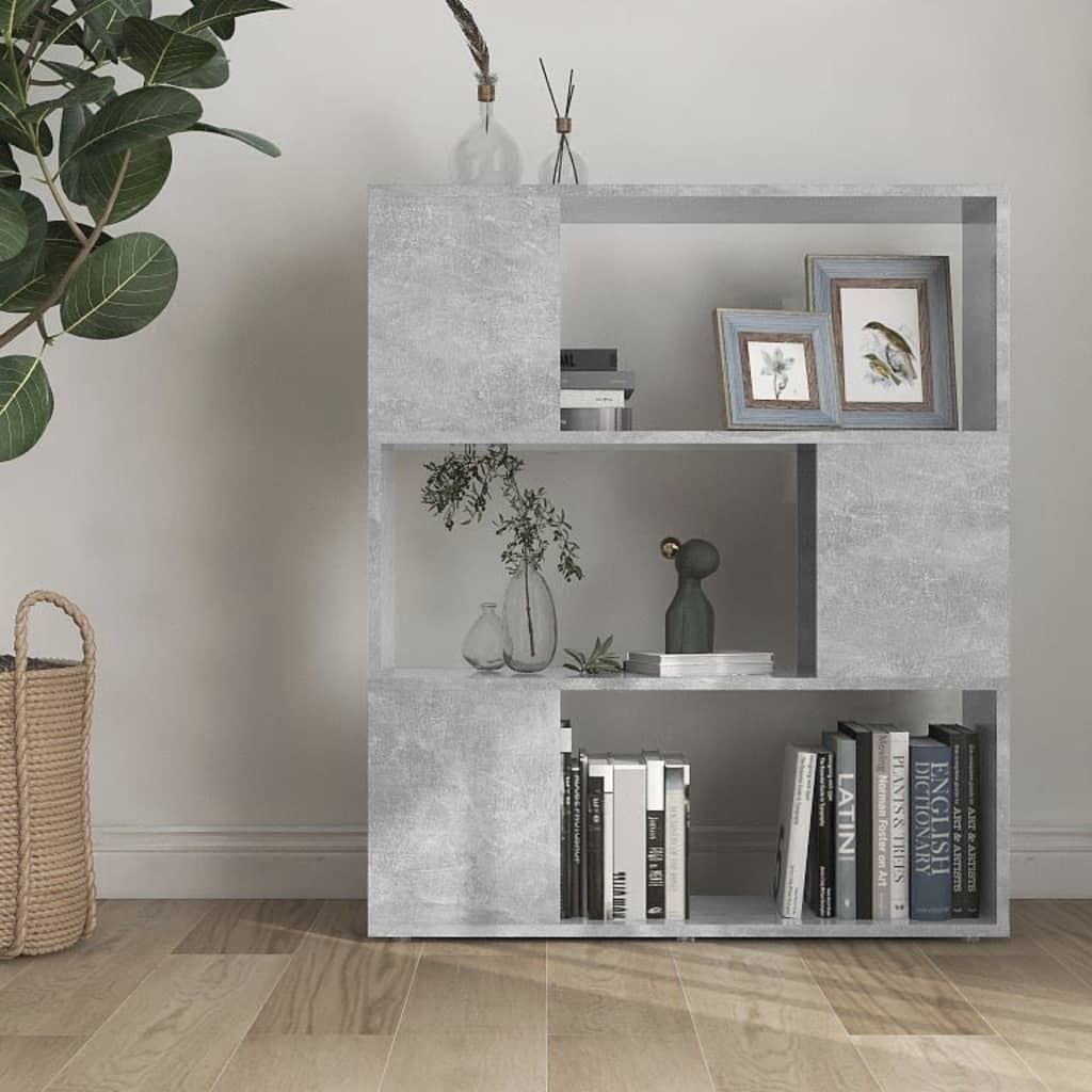 vidaXL Book Cabinet Room Divider Concrete Grey 80x24x94 cm Engineered Wood