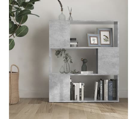 vidaXL Book Cabinet Room Divider Concrete Grey 80x24x94 cm Engineered Wood