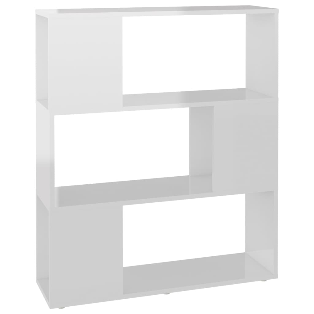 Bücherregal Raumteiler Hochglanz-Weiß 80x24x94 cm Spanplatte