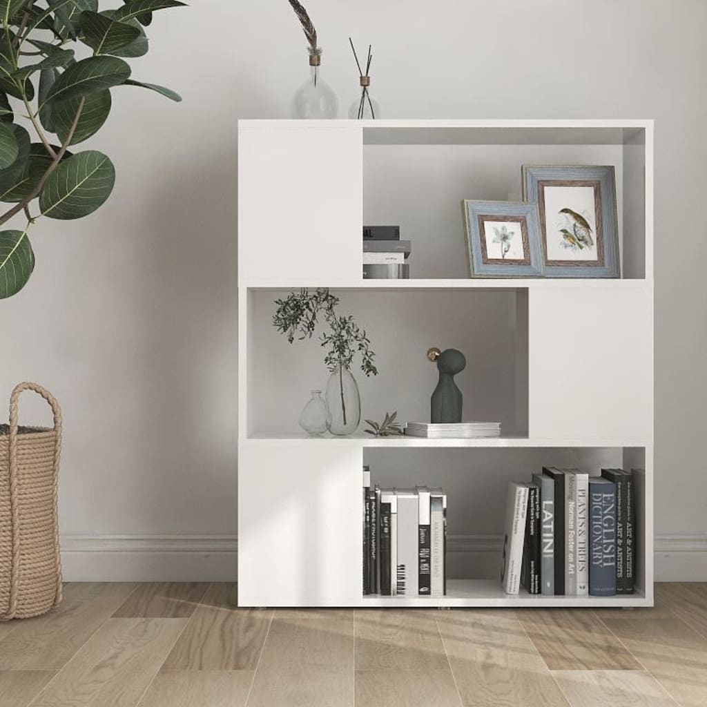 

vidaXL Boekenkast/kamerscherm 80x24x94 cm spaanplaat hoogglans wit