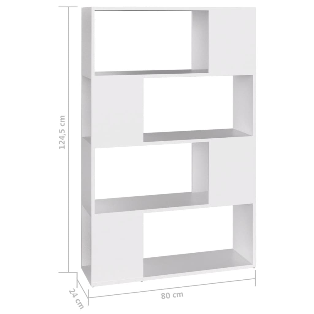 Bücherregal Raumteiler Weiß 80x24x124,5 cm Spanplatte