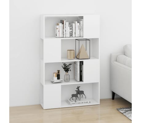vidaXL Book Cabinet Room Divider White 80x24x124.5 cm Engineered Wood