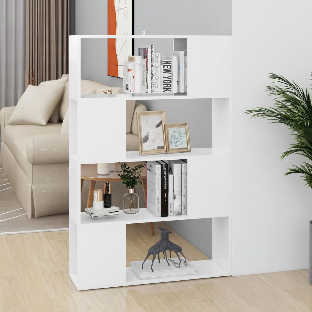 Bücherregal Raumteiler Weiß 80x24x124,5 cm Spanplatte