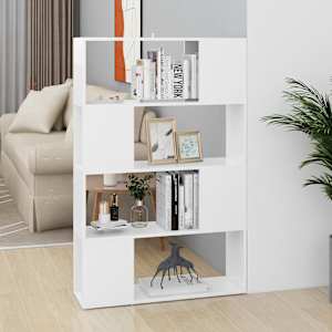 Knjižna omara za razdelitev prostora bela 80x24x124,5 cm