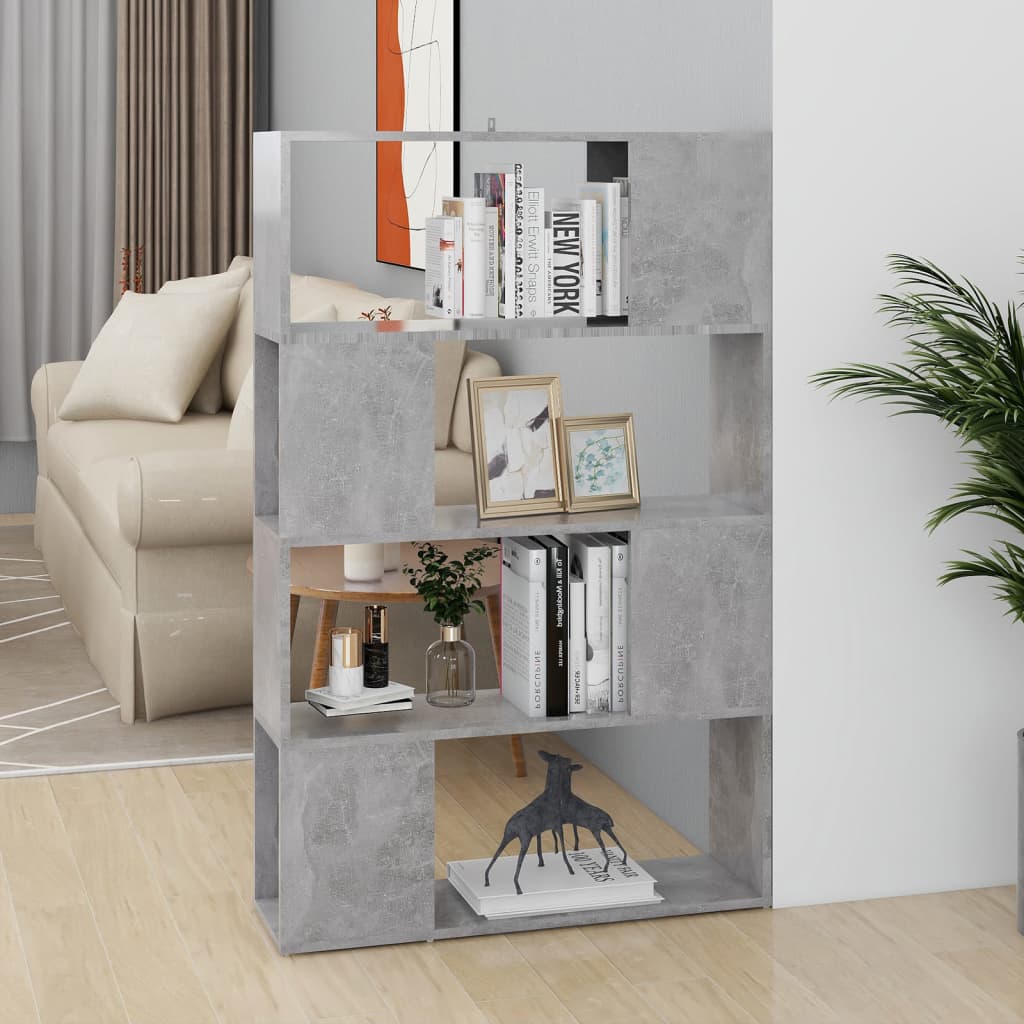 Boekenkast/kamerscherm 80x24x124,5 cm bewerkt hout betongrijs