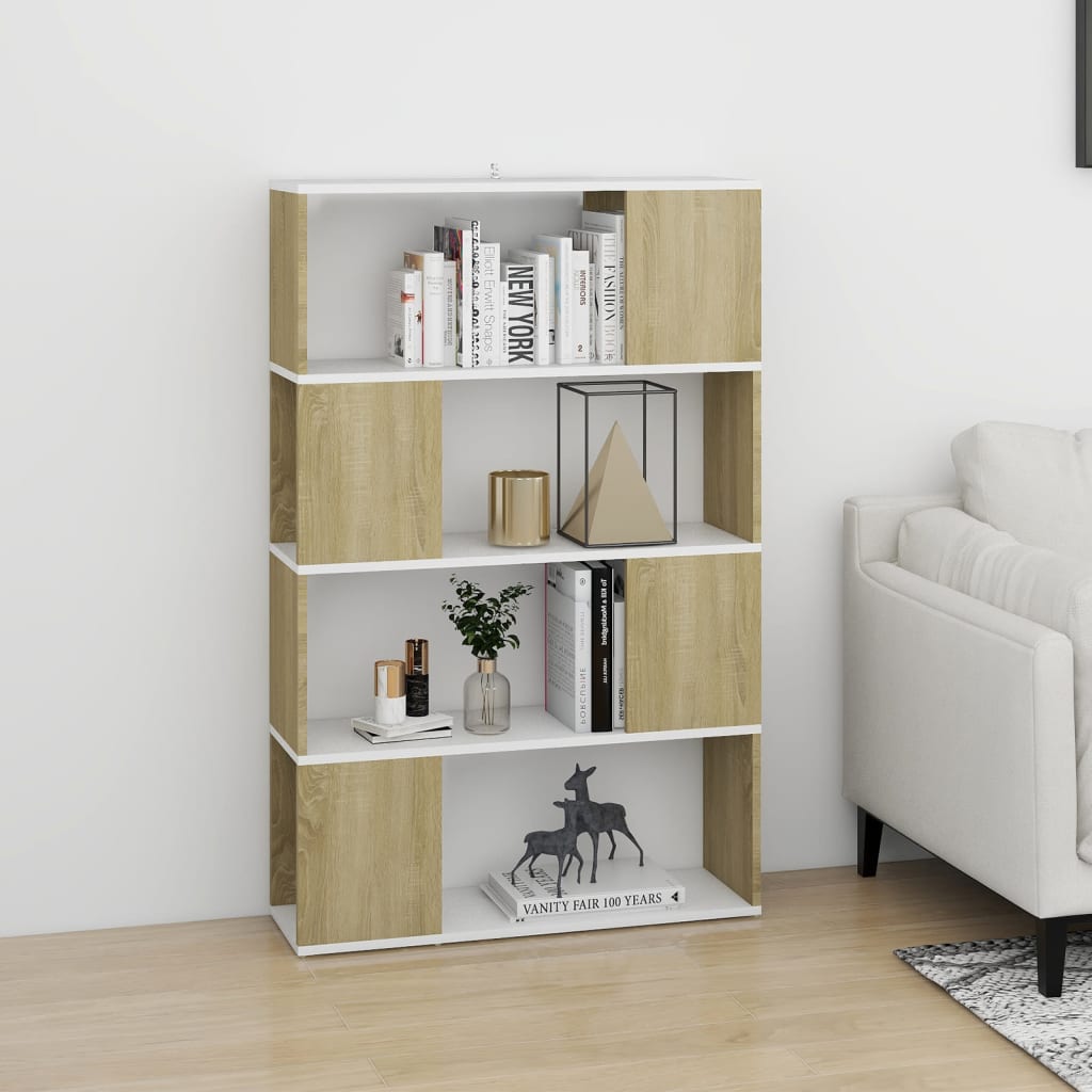 

vidaXL Boekenkast/kamerscherm 80x24x124,5 cm wit sonoma eikenkleurig