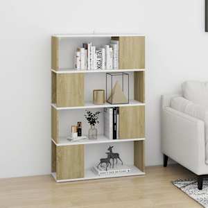 vidaXL Spintelė knygoms/kambario pertvara, balta/ąžuolo, 80x24x124,5cm