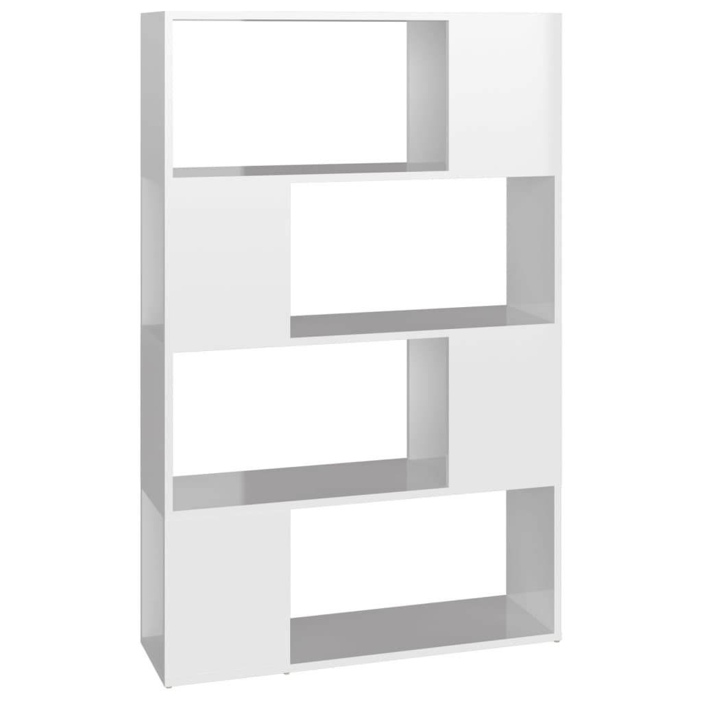 Bücherregal Raumteiler Hochglanz-Weiß 80x24x124,5 cm