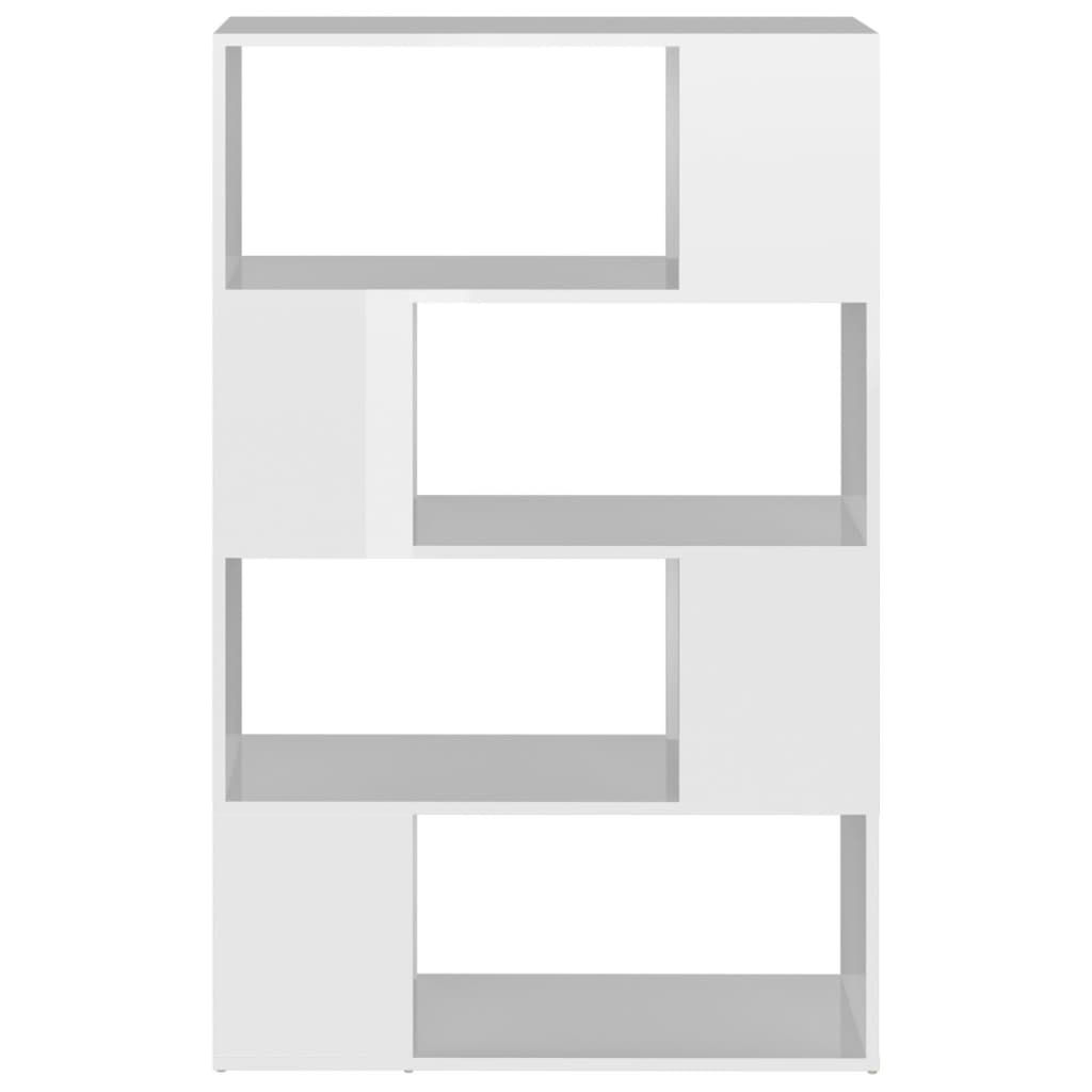 Bücherregal Raumteiler Hochglanz-Weiß 80x24x124,5 cm