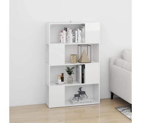 vidaXL Bücherregal Raumteiler Hochglanz-Weiß 80x24x124,5 cm