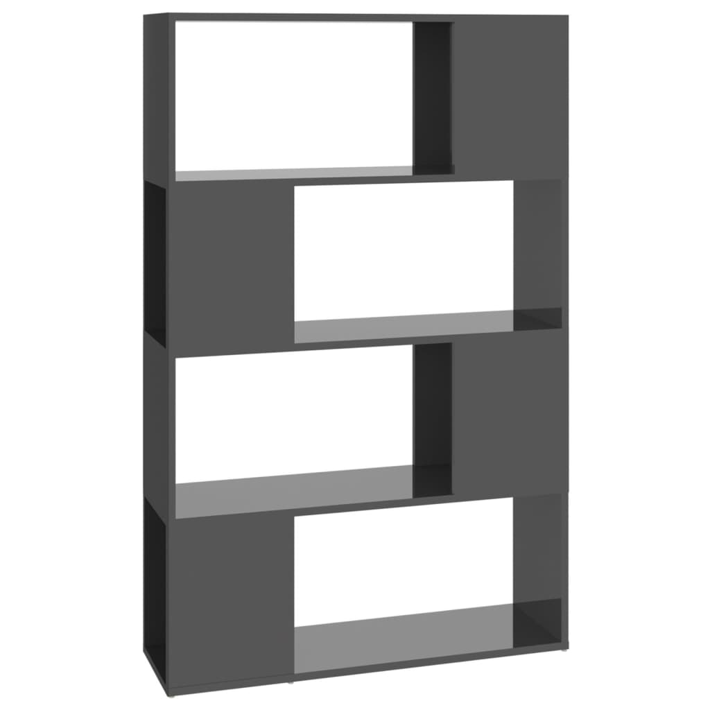 vidaXL Knihovna / dělicí stěna šedá s vysokým leskem 80x24x124,5 cm