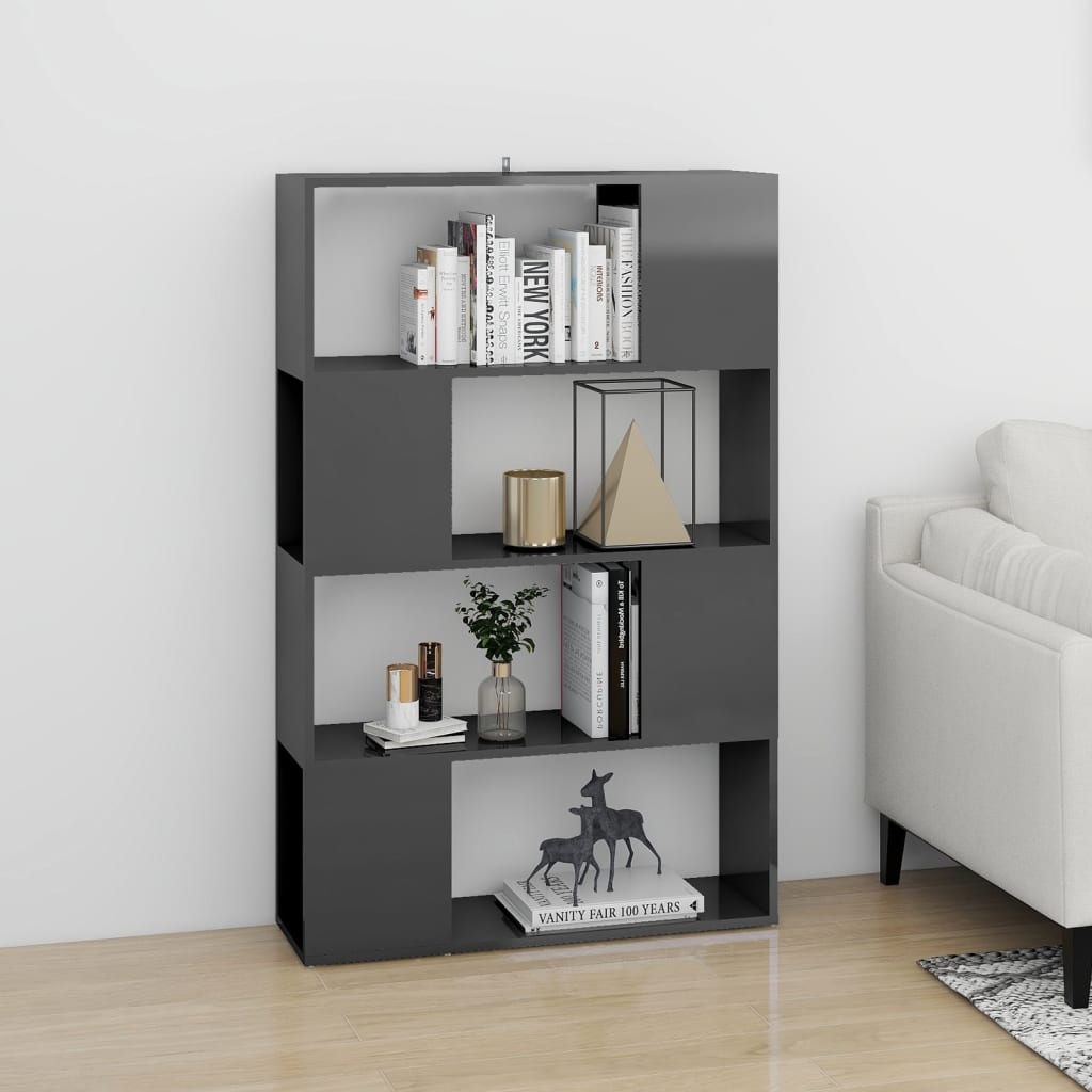 vidaXL Boekenkast/kamerscherm 80x24x124,5 cm hoogglans grijs afbeelding