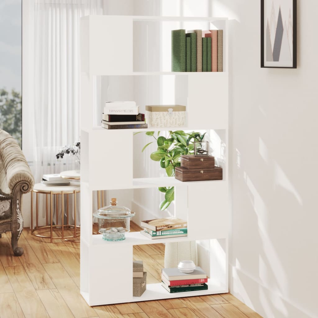 Bücherregal Raumteiler Weiß 80x24x155 cm Spanplatte