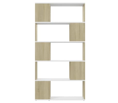 vidaXL B&uuml;cherregal Raumteiler Wei&szlig; Sonoma-Eiche 80x24x155 cm