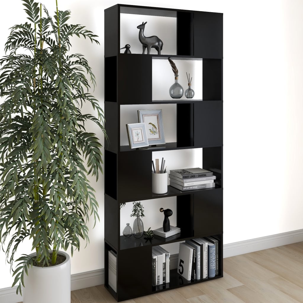 vidaXL Bücherregal Raumteiler Schwarz 80x24x186 cm Holzwerkstoff