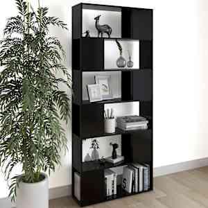 Knjižna omara za razdelitev prostora črna 80x24x186 cm