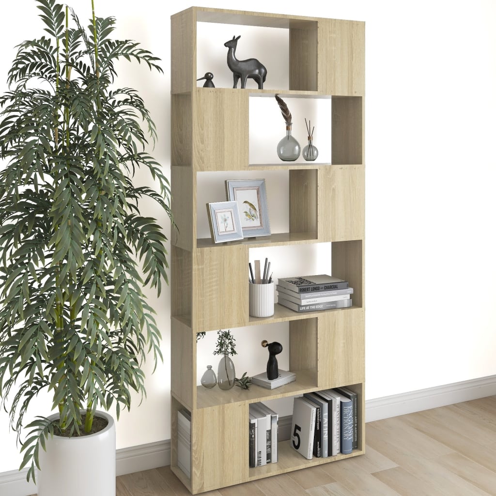 vidaXL Bücherregal Raumteiler Sonoma-Eiche 80x24x186 cm Holzwerkstoff