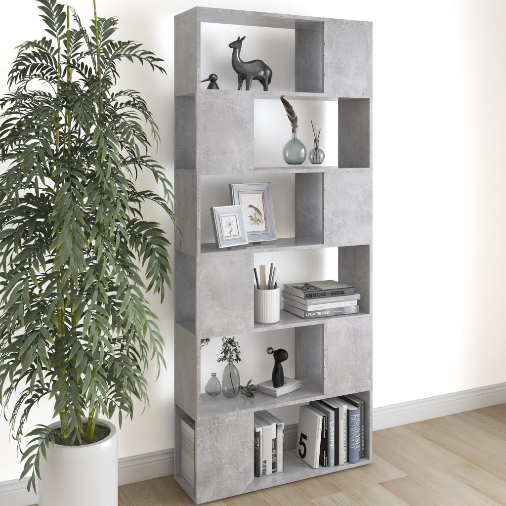 Bücherregal Raumteiler Betongrau 80x24x186 cm Holzwerkstoff kaufen