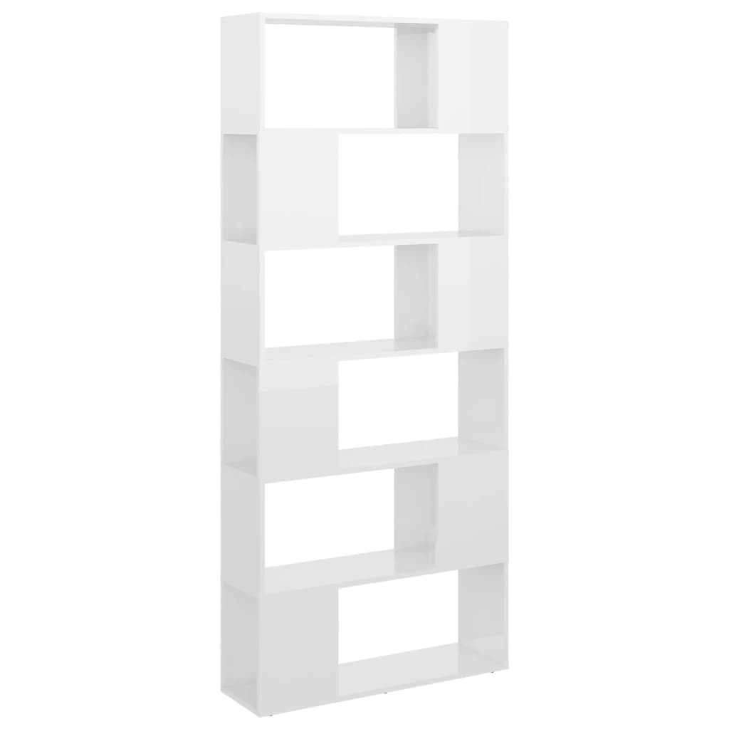 Bücherregal Raumteiler Hochglanz-Weiß 80x24x186 cm Spanplatte