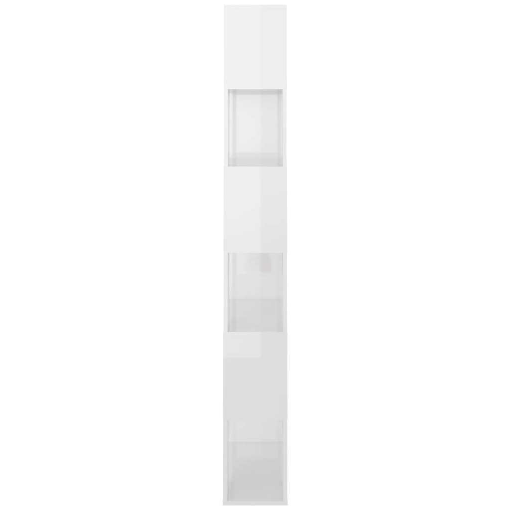 Bücherregal Raumteiler Hochglanz-Weiß 80x24x186 cm Spanplatte