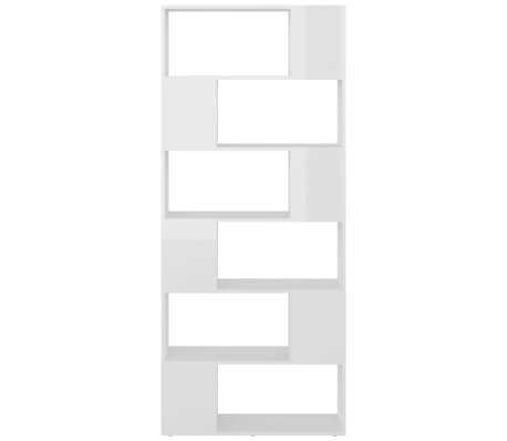 vidaXL Kirjahylly/tilanjakaja korkeak. valk. 80x24x186 cm tekninen puu