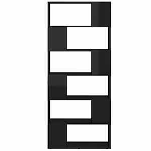 vidaXL Regał na książki/przegroda, czarny z połyskiem, 80x24x186 cm