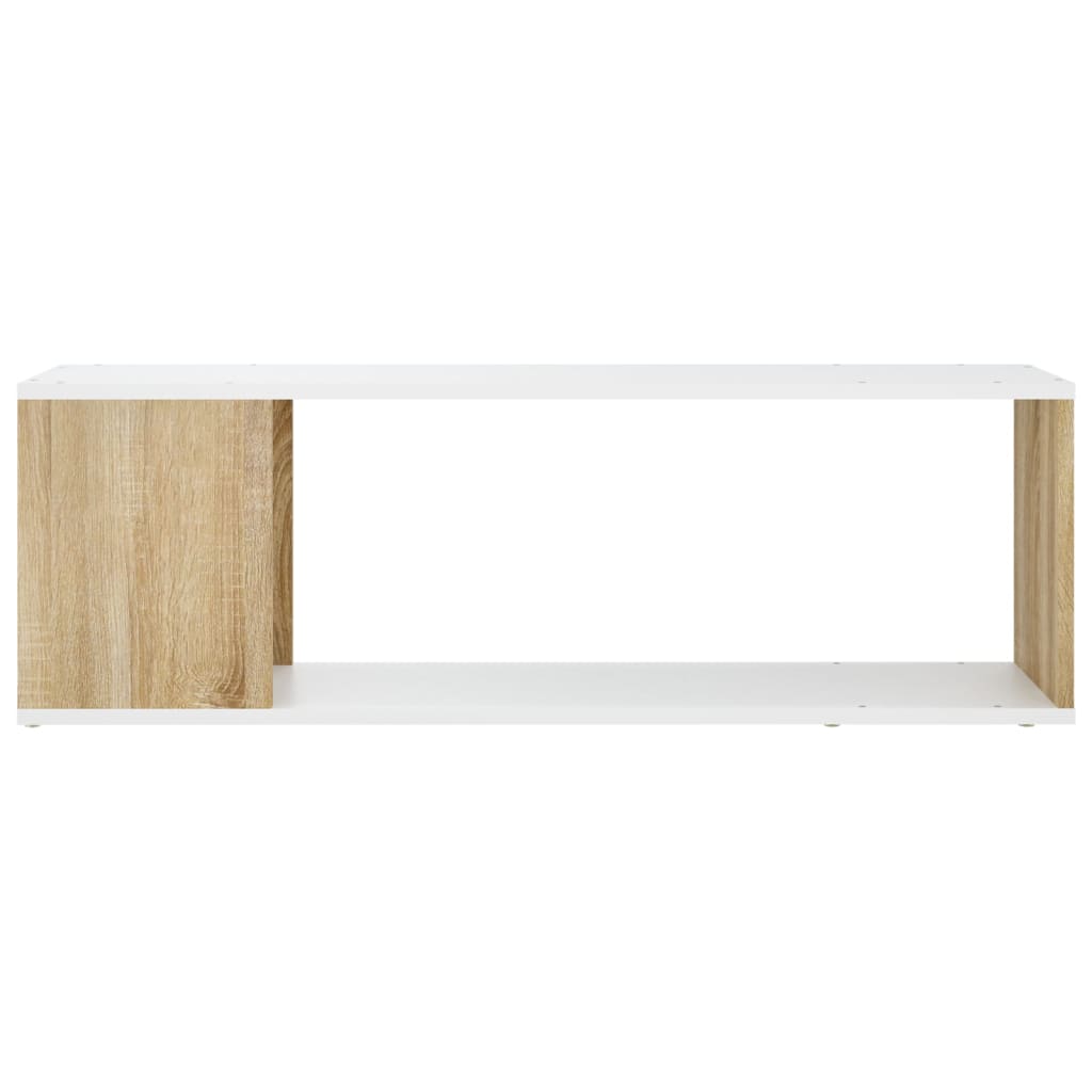 vidaXL tv-bord 100x24x32 cm konstrueret træ hvid og egetræsfarvet