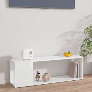 TV omarica visok sijaj bela 100x24x32 cm iverna plošča