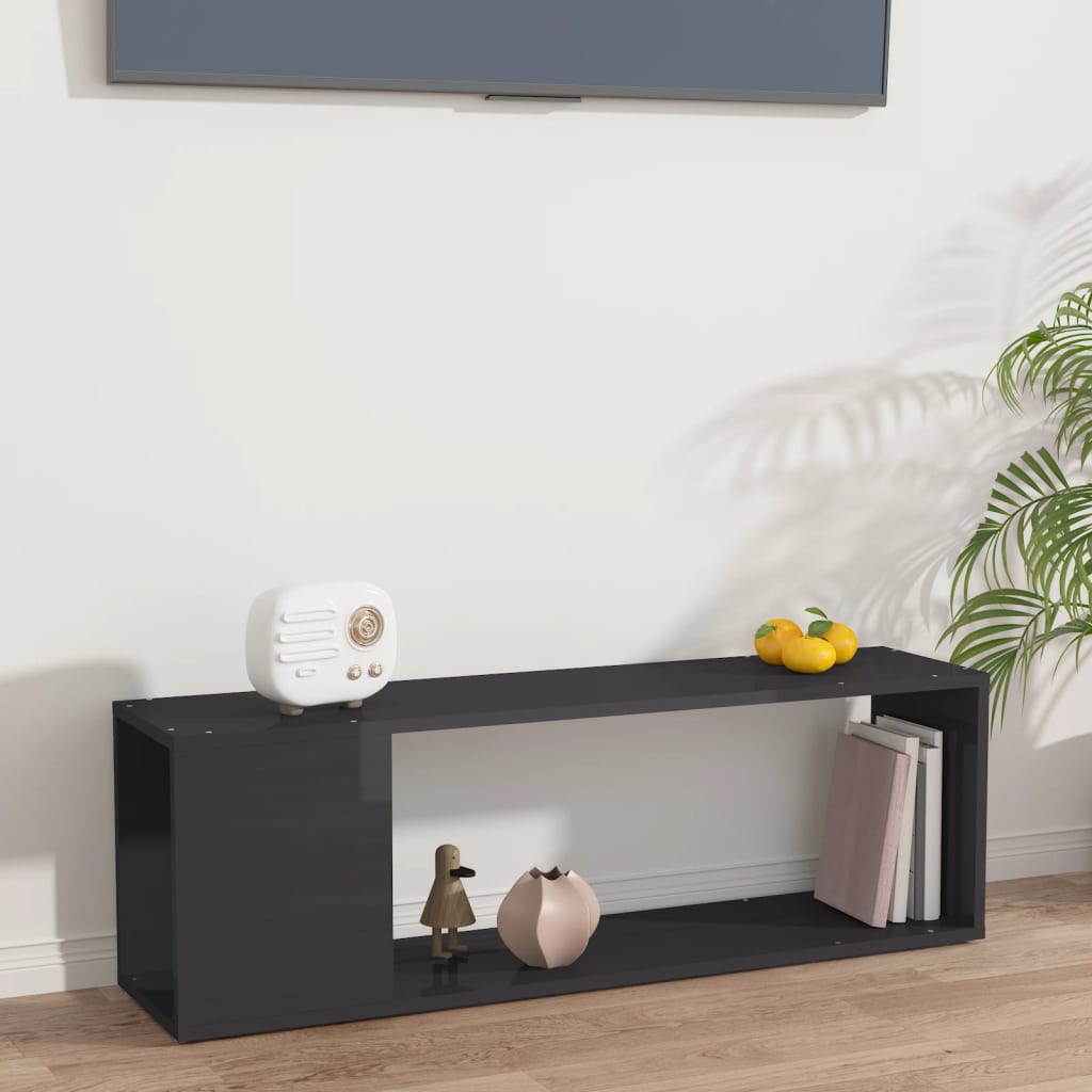 Petrashop  TV stolek šedý s vysokým leskem 100 x 24 x 32 cm dřevotříska