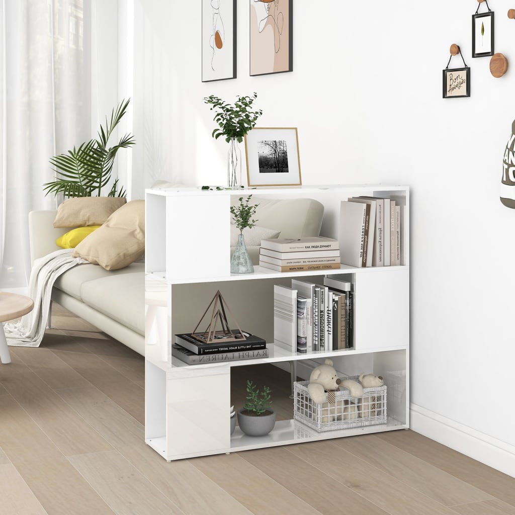 Bücherregal Raumteiler Hochglanz-Weiß 100x24x94 cm