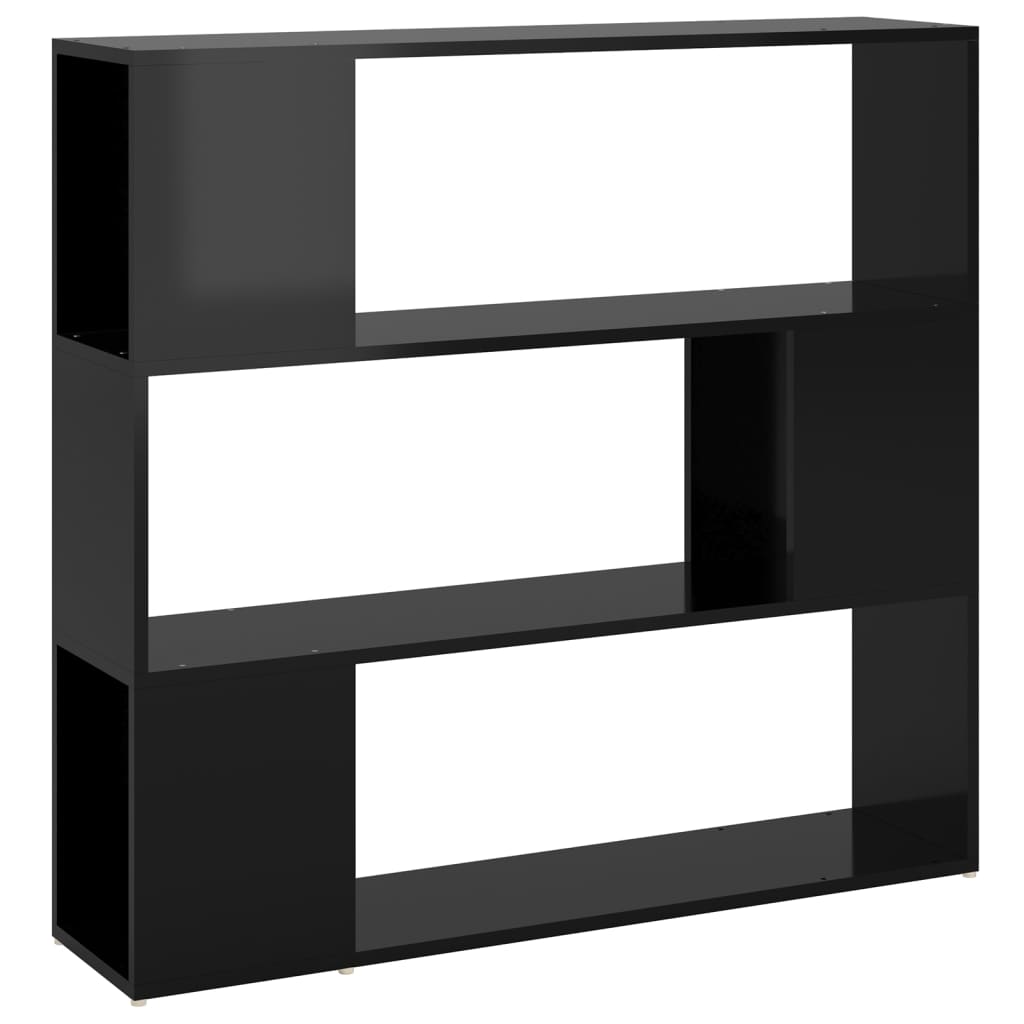 Thumbnail - vidaXL Bücherregal Raumteiler Hochglanz-Schwarz 100x24x94 cm