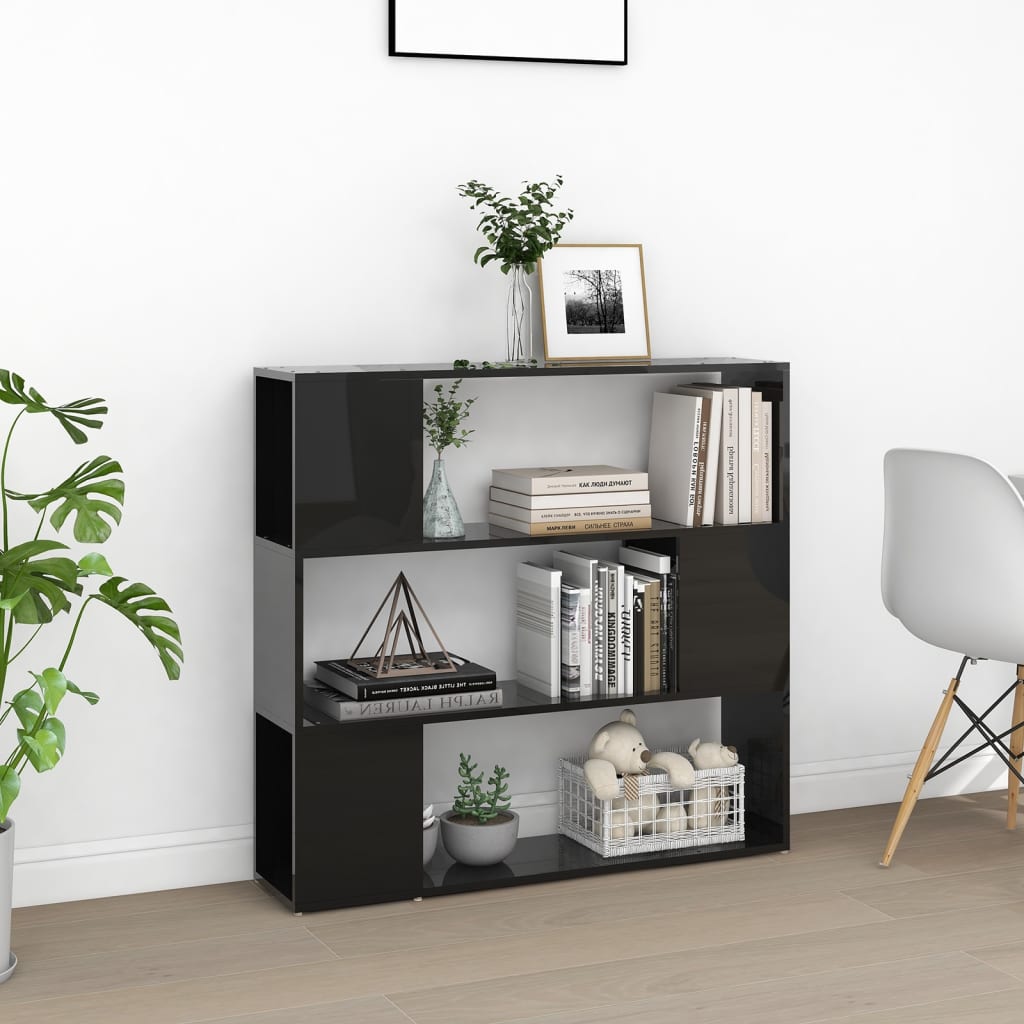 Thumbnail - vidaXL Bücherregal Raumteiler Hochglanz-Schwarz 100x24x94 cm
