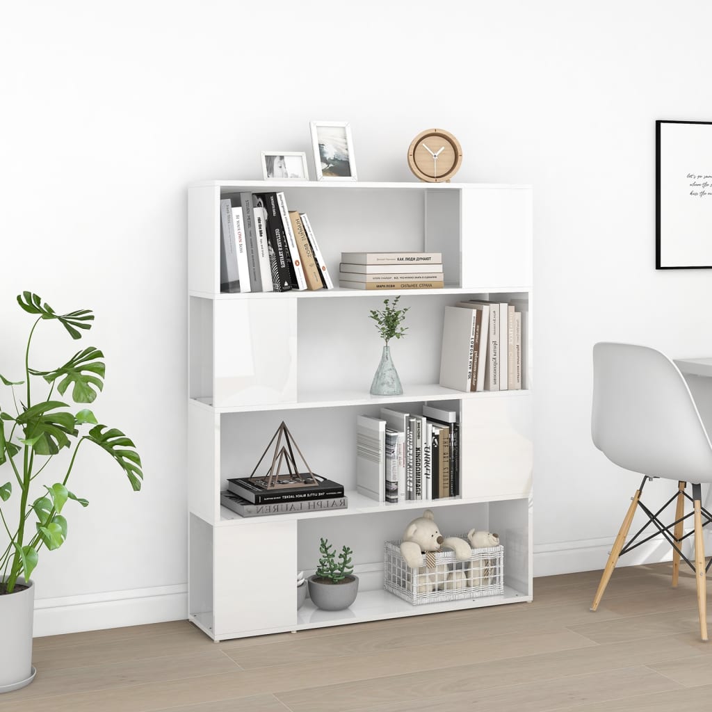 

vidaXL Boekenkast/kamerscherm 100x24x124 cm hoogglans wit