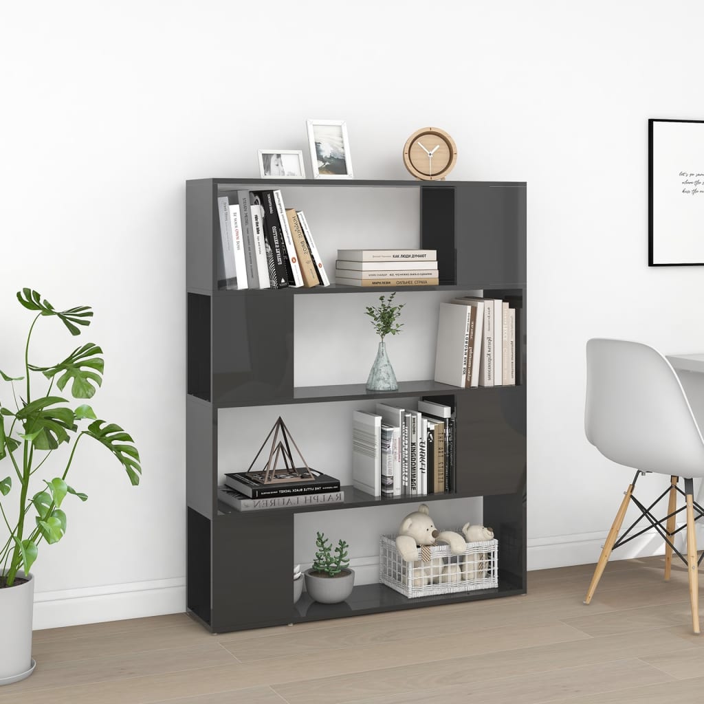 

vidaXL Boekenkast/kamerscherm 100x24x124 cm hoogglans grijs