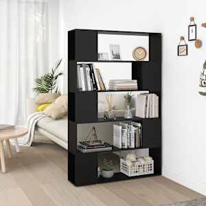 Knjižna omara za razdelitev prostora črna 100x24x155 cm