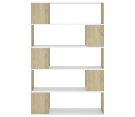 vidaXL Spintelė knygoms/kambario pertvara, baltos/ąžuolo spalvos, MDP