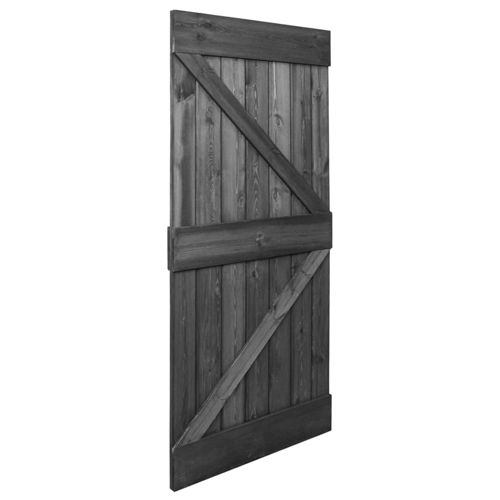 vidaXL durvis, 80x210 cm, priedes masīvkoks, melnas