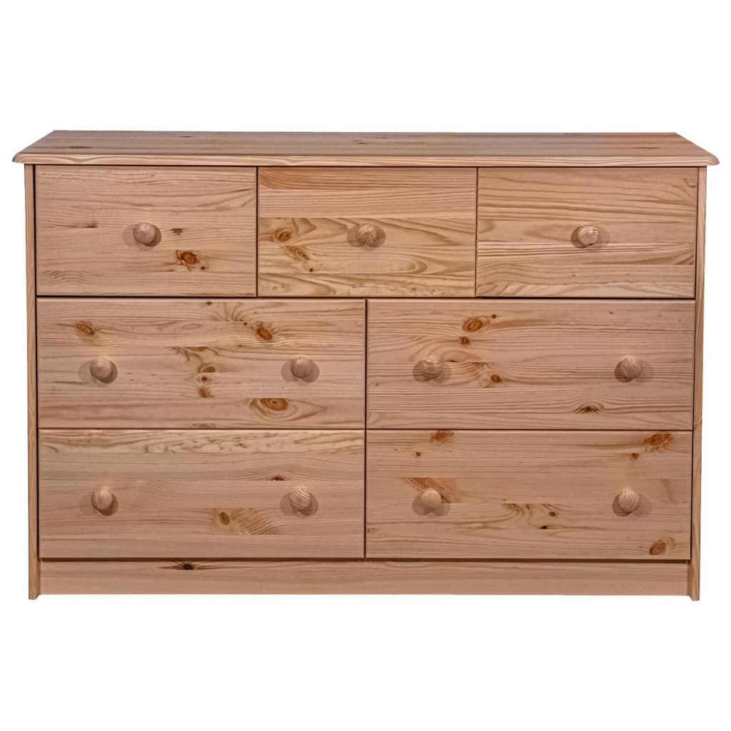 vidaXL Credenza 7 Cassetti 113x35x73 cm Legno Massello di Pino