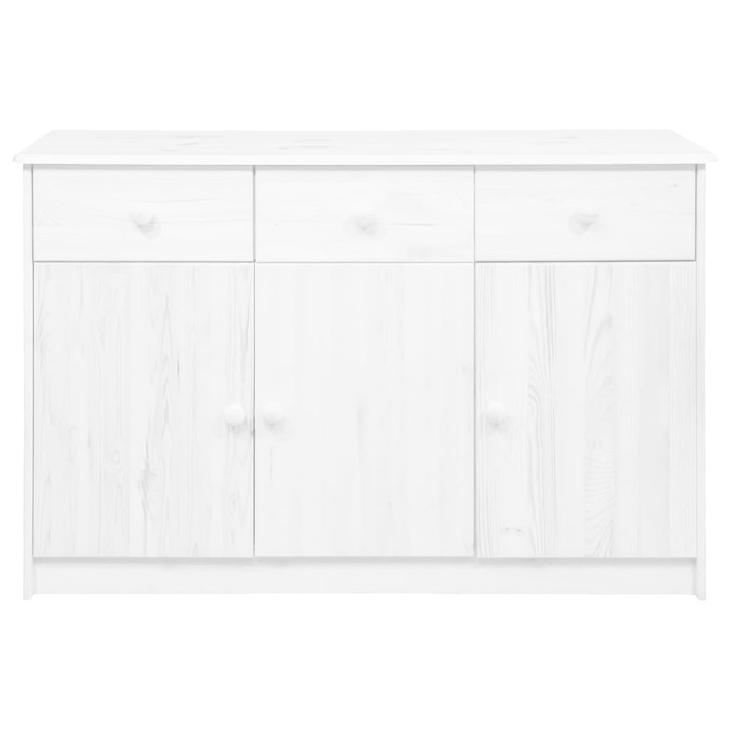 

vidaXL Dressoir met 3 lades 113x35x73 cm massief grenenhout wit