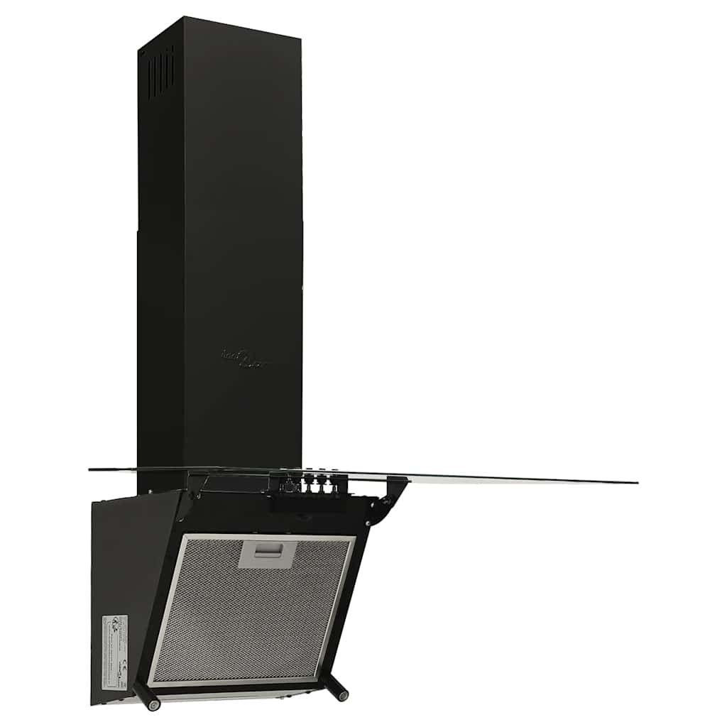 vidaXL Nástenný digestor 60 cm oceľ a tvrdené sklo čierny