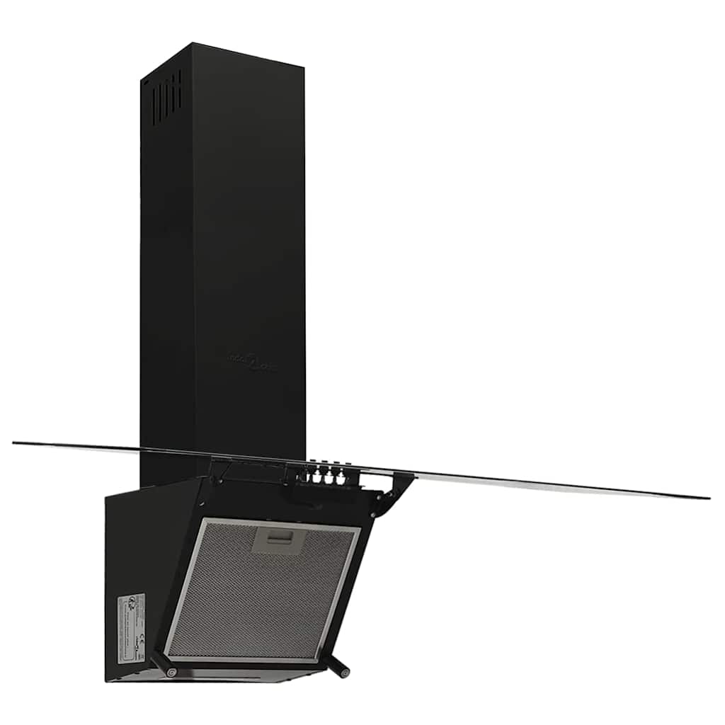 vidaXL Nástenný digestor 90 cm oceľ a tvrdené sklo čierny