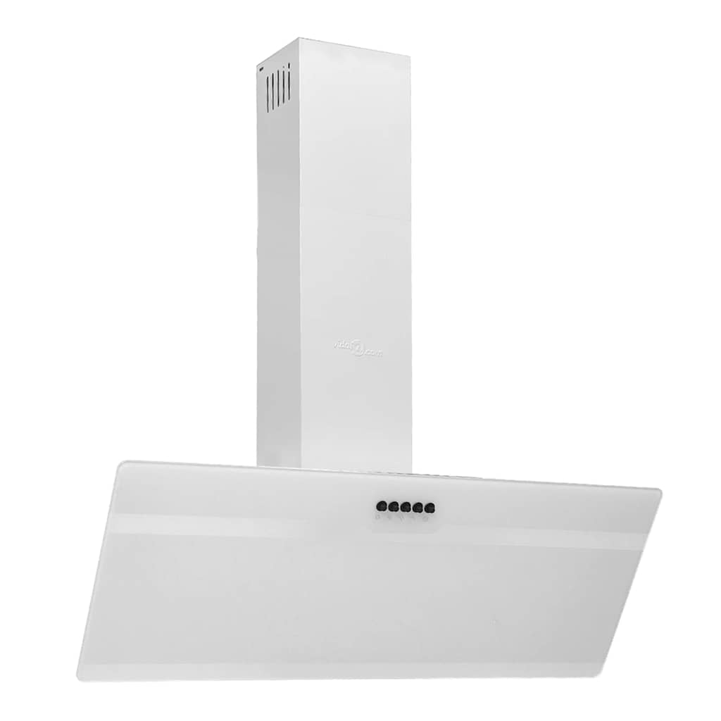 vidaXL Nástěnná digestoř 90 cm ocel a tvrzené sklo bílá