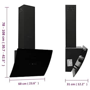 Nástěnná digestoř 60 cm ocel a tvrzené sklo černá - obrázek 10