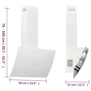Nástěnná digestoř 60 cm ocel a tvrzené sklo bílá - obrázek 10