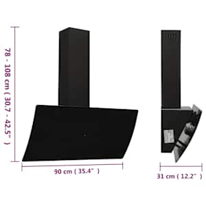 Nástěnná digestoř 90 cm ocel a tvrzené sklo černá - obrázek 10