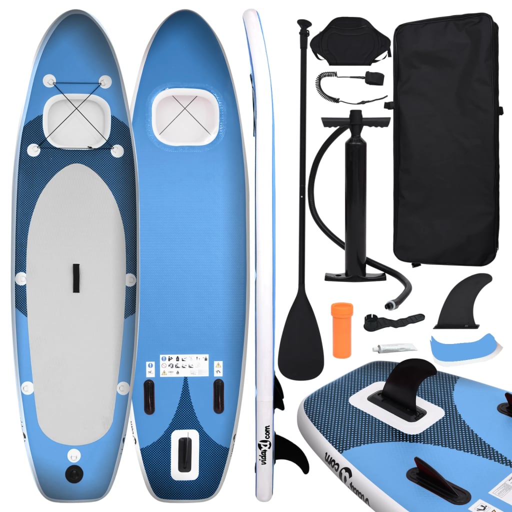 vidaXL Set placă paddleboarding gonflabilă, albastru, 300x76x10 cm vidaXL