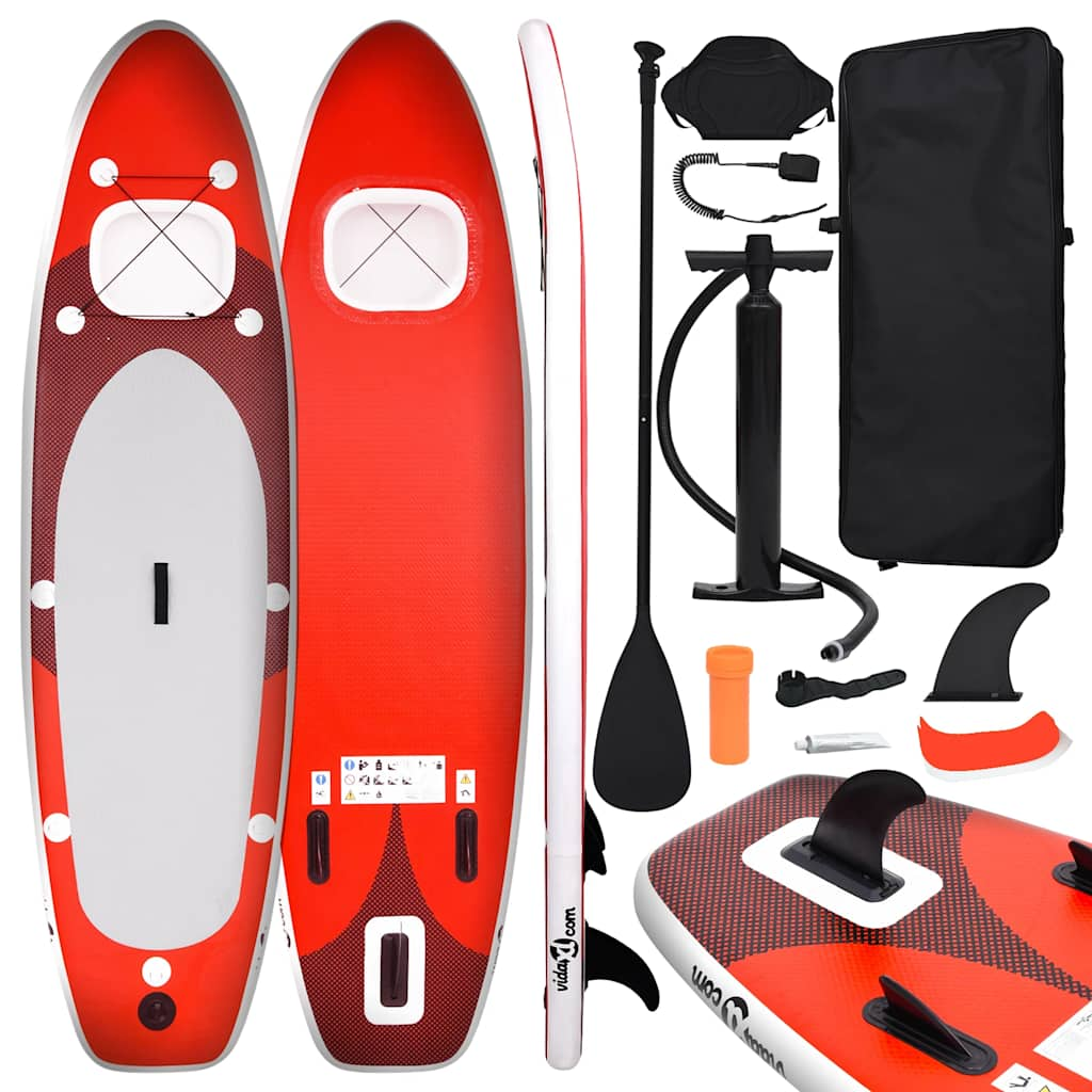 vidaXL Nafukovací SUP paddleboard a příslušenství červený 300x76x10cm